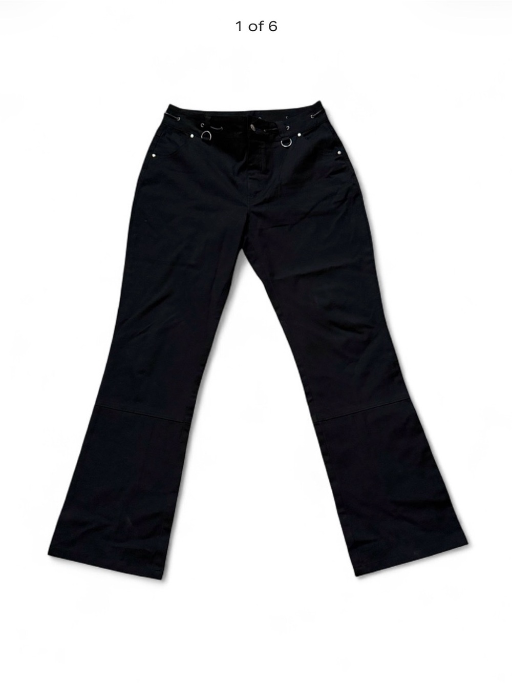 Harley-Davidson Black Flared Wide-Leg Pants with Metal Ring Detail